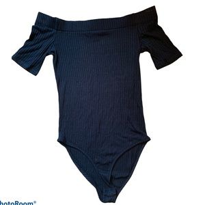 One Clothing M Off Shoulder Black Ribbed Bodysuit